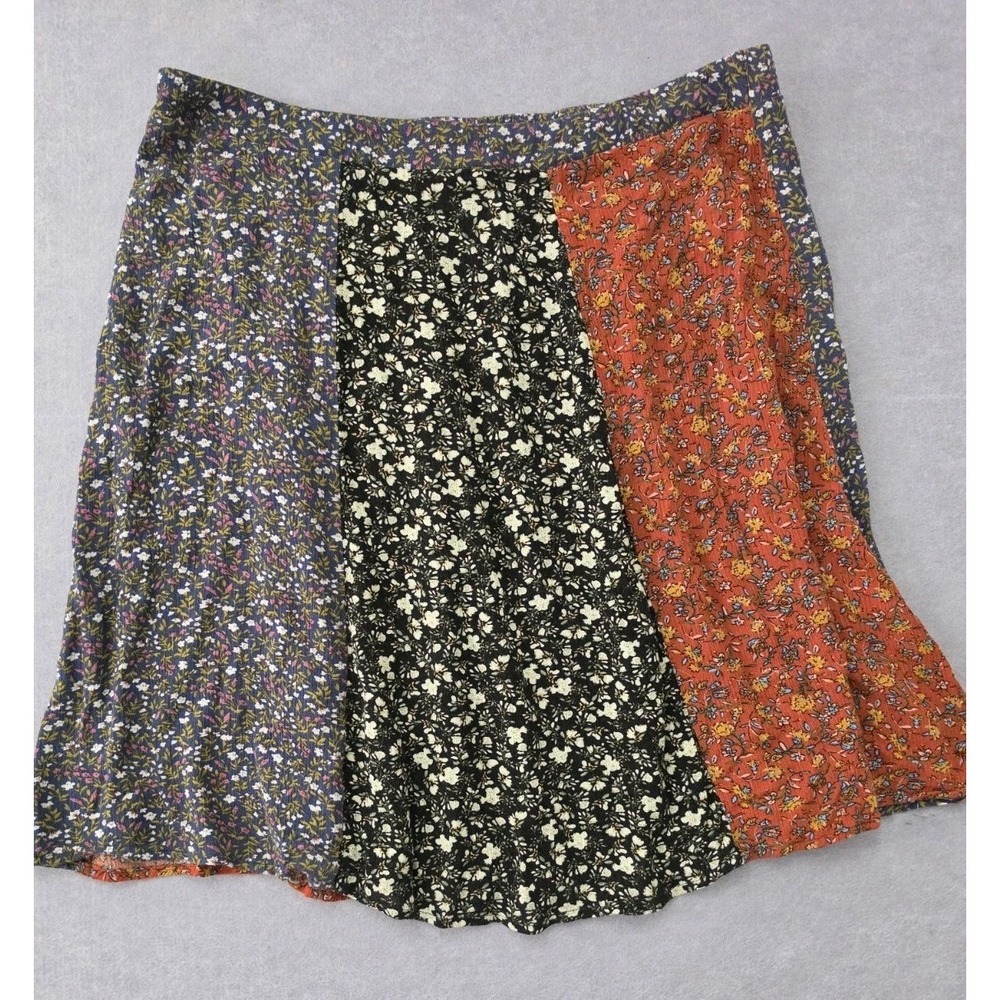 Patchwork Floral Midi Skirt - Multicolor